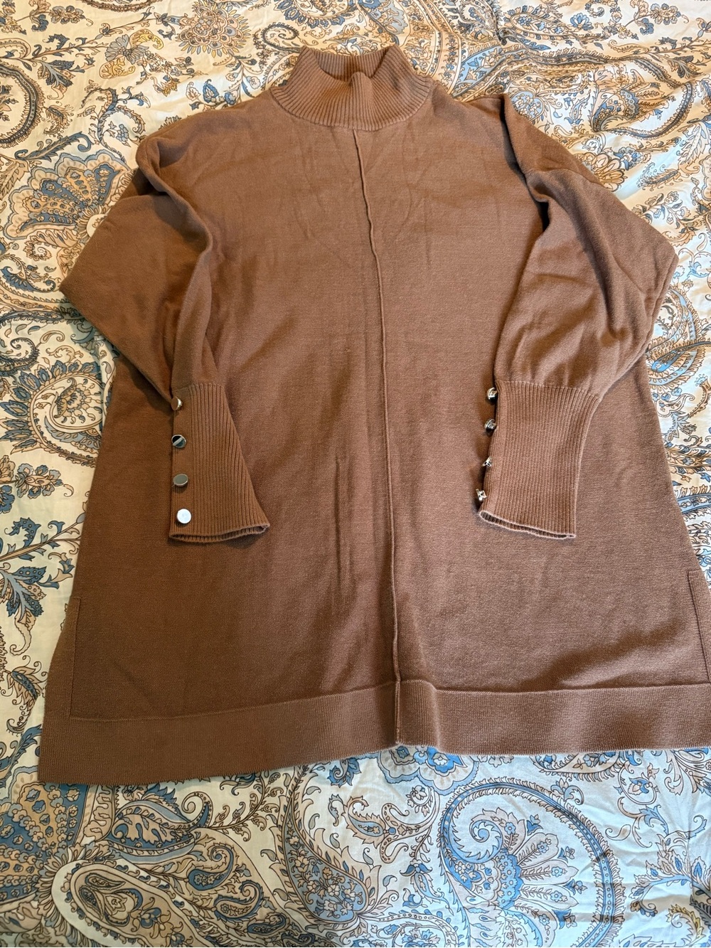 Anne Klein Ribbed Brown Pullover Sweater
